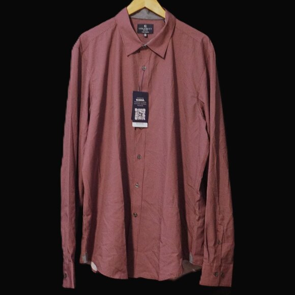 ConStruct Slim Fit Mini Purple Plaid Pattern Button Up Dress Shirt Mens XXL Tall - Picture 1 of 7